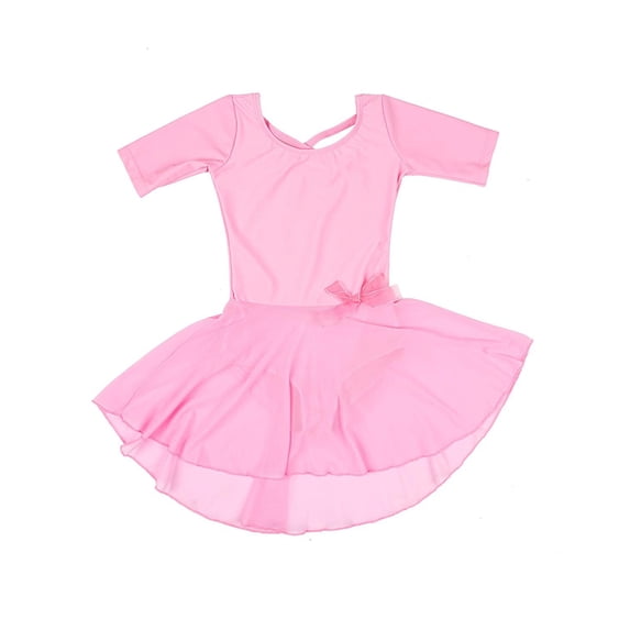 Leveret Kids Long Sleeve Skirt Leotard Pink S (6-8)