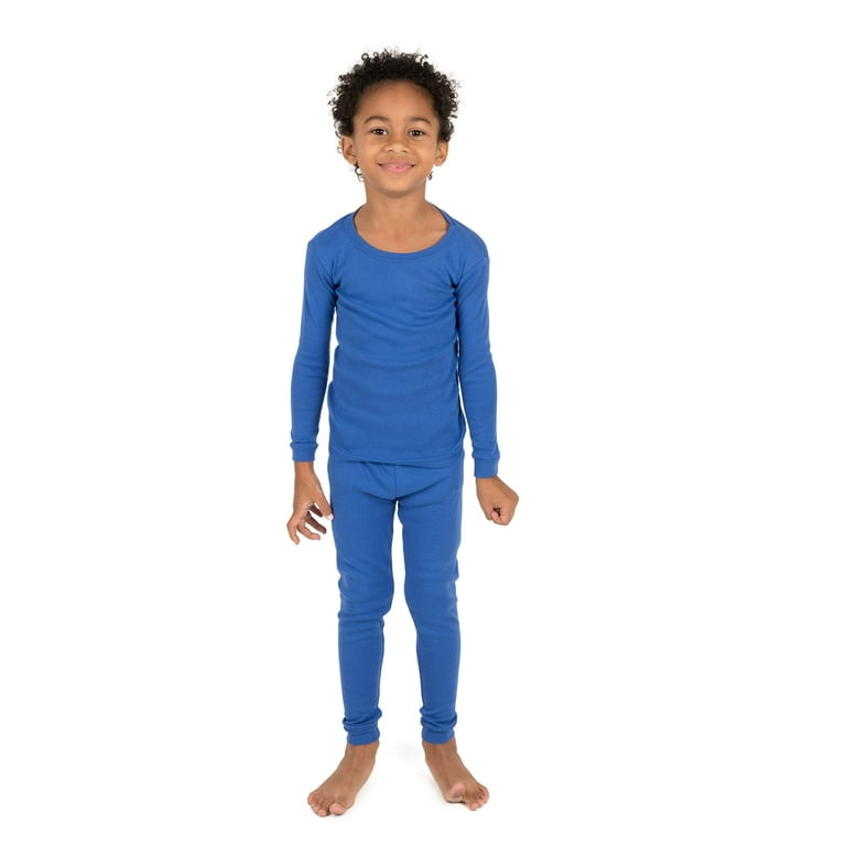 Leveret Kids Pajamas Boys Girls Solid Colors 2 Piece Pajama Set 100 Cotton Size 2 14 Years Blue 2T