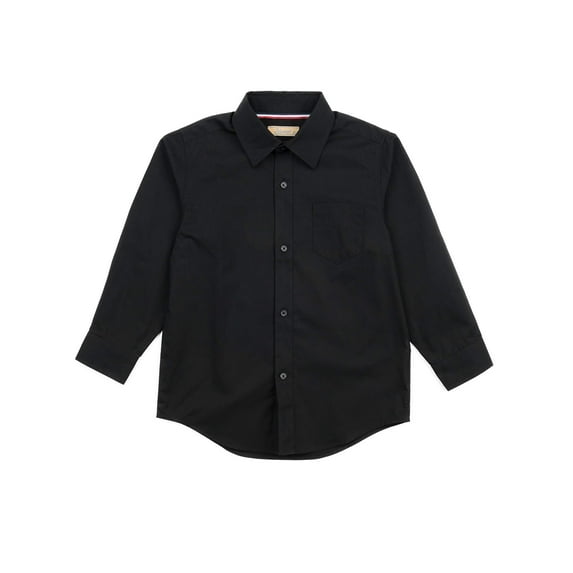 Leveret Kids & Toddler Boys Long Sleeve Uniform Cotton Dress Shirt Variety of Colors (Size 2-14 Years) (Black, 4 Years)