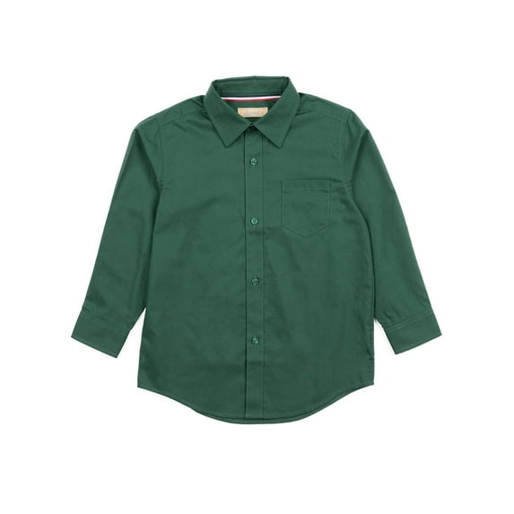 Leveret Kids & Toddler Boys Long Sleeve Uniform Cotton Dress Shirt Variety of Colors (Size 2-14 Years) (Green, 14 Years)