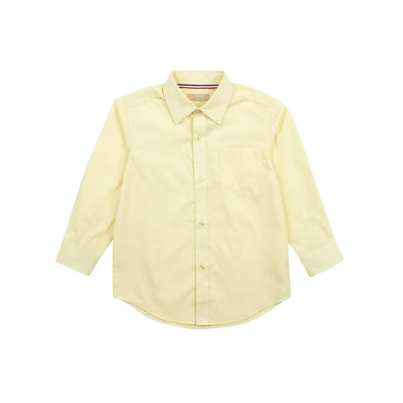 Leveret Kids & Toddler Boys Long Sleeve Uniform Cotton Dress Shirt Variety of Colors (Size 2-14 Years) (Light Yellow, 4 Years)
