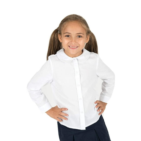 Leveret Kids & Toddler Girls Long Sleeve Uniform Cotton Dress Shirt White (Size 12 Years)