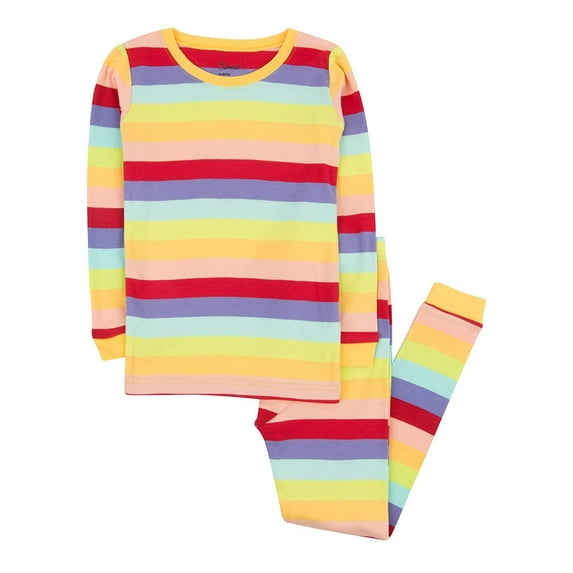 Leveret Kids Two Piece Cotton Pajamas Striped Colorful Girls 2 Year