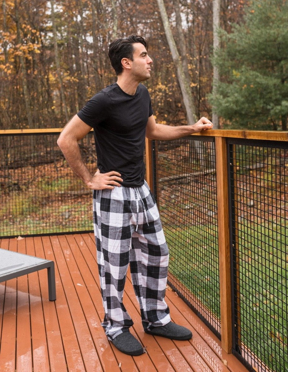 Leveret Mens Flannel Pants Black White Plaid Large Walmart