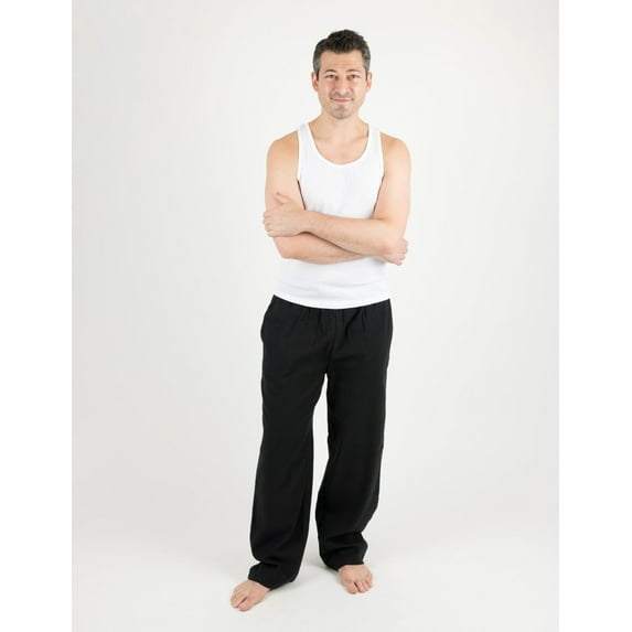 Leveret Mens Flannel Pants Black X-Large