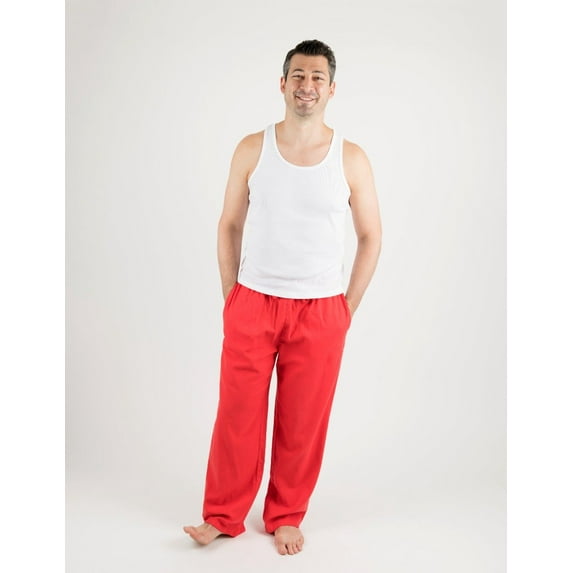 Leveret Mens Flannel Pants Red X-Large