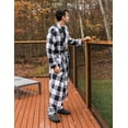 thumbnail image 1 of Leveret Mens Flannel Robe Black & White Plaid XL, 1 of 5