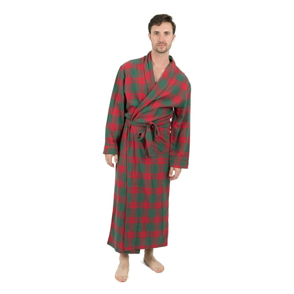 Leveret Mens Flannel Robe Christmas Robe (Size Small-XXX-Large) (Red/Green, XXX-Large)