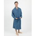 thumbnail image 1 of Leveret Mens Fleece Robe Blue & Navy Stripes L/XL, 1 of 10