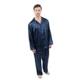 thumbnail image 1 of Leveret Mens Satin Pajamas Christmas 2 Piece Pajama Set Size Small-XXX-Large) (Navy, X-Large), 1 of 1
