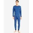 thumbnail image 1 of Leveret Mens Two Piece Cotton Pajamas Blue & Navy Stripes XS, 1 of 3