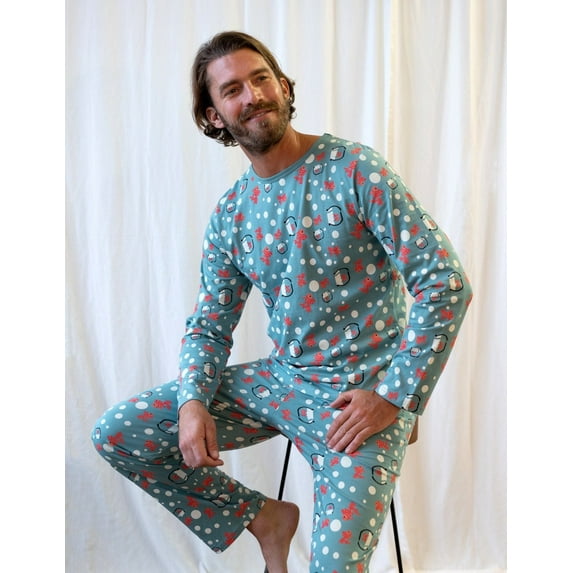 Leveret Mens Two Piece Cotton Pajamas Fish Tank XXL