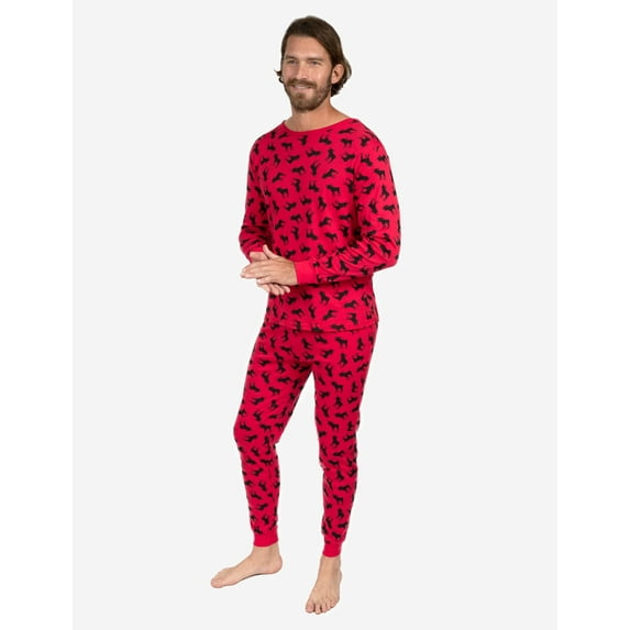 Leveret Mens Two Piece Cotton Pajamas Moose XL