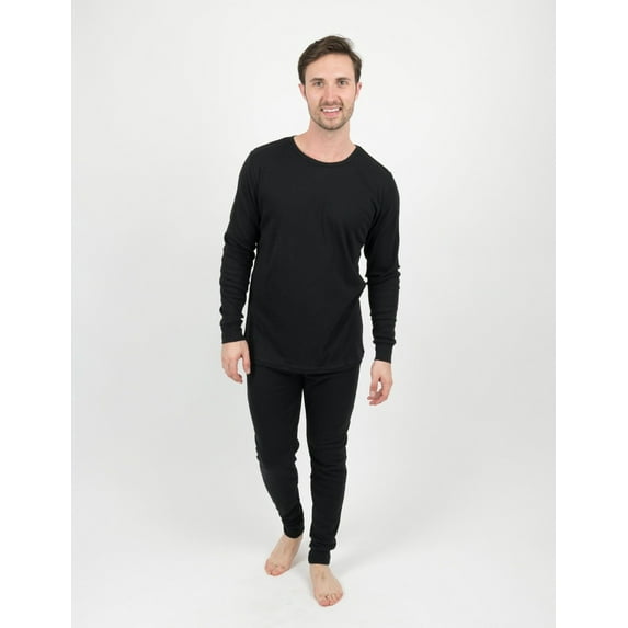 Leveret Mens Two Piece Cotton Pajamas Solid Black XXXL