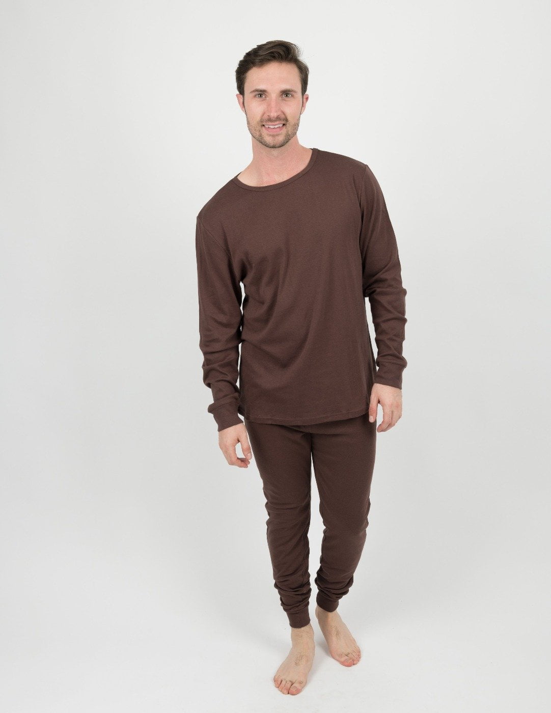 Leveret Mens Two Piece Cotton Pajamas Solid Brown XXL Walmart