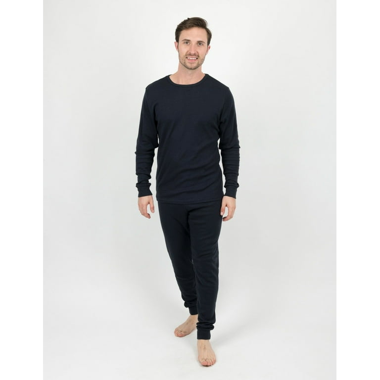 Leveret Mens Two Piece Cotton Pajamas Solid Navy L Walmart