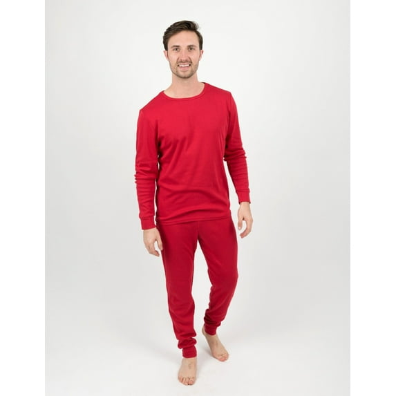 Leveret Mens Two Piece Cotton Pajamas Solid Red L