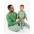 thumbnail image 1 of Leveret Mens Two Piece Cotton Pajamas Striped Green and Solid Top White S, 1 of 3