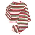 thumbnail image 1 of Leveret Mens Two Piece Cotton Pajamas Striped Red White & Green Plus Size 5XL, 1 of 1