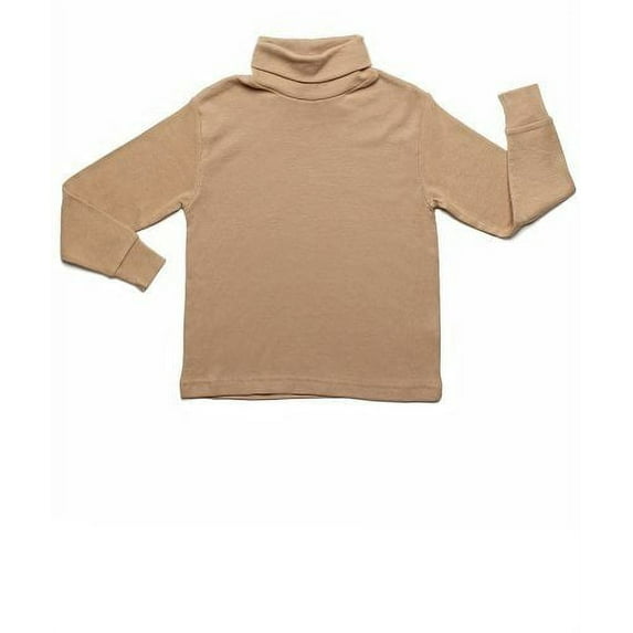 Leveret Solid Turtleneck 100% Cotton (7 Years, Beige)