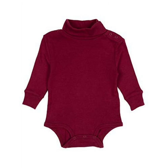 Leveret Solid"Turtleneck Bodysuit" (12 Months, Maroon)