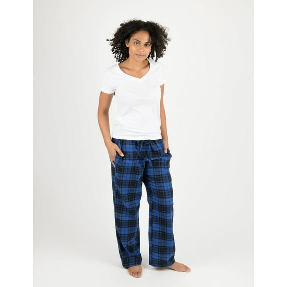 Leveret Womens Flannel Pants Black & Navy Plaid X-Small