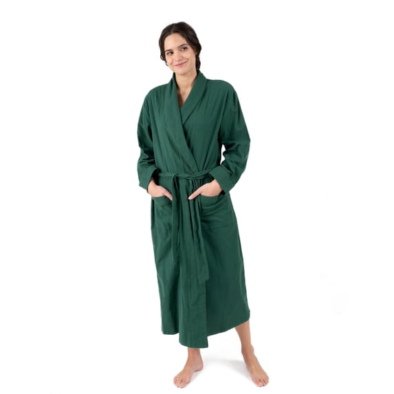 Leveret Womens Flannel Robe Green M