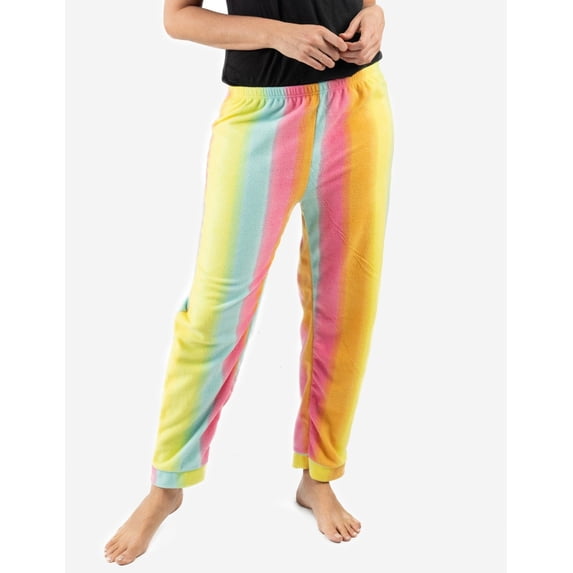 Leveret Womens Fleece Pants Rainbow X-Large
