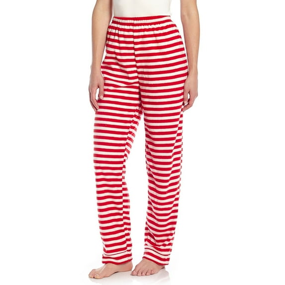 Leveret Womens Fleece Pants Red & White Stripes XS