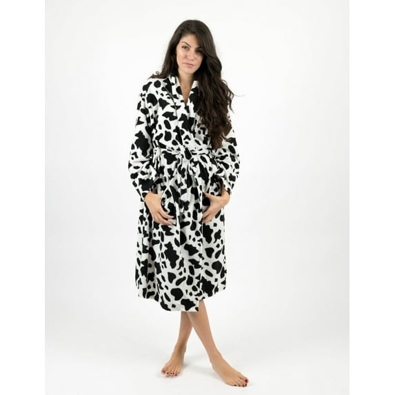 Leveret Womens Fleece Robe Cow S/M