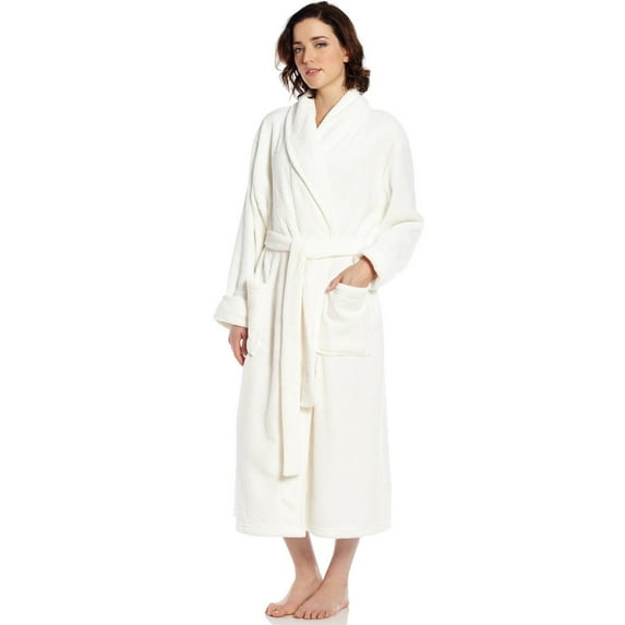 Leveret Womens Fleece Robe Ivory S/M