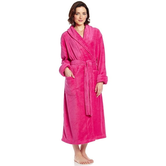 Leveret Womens Fleece Robe Magenta S/M
