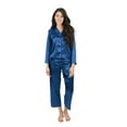 thumbnail image 1 of Leveret Womens Satin Pajamas Christmas 2 Piece Pajama Set Size X-Small-XX-Large) (Blue, X-Large), 1 of 1