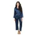 thumbnail image 1 of Leveret Womens Satin Pajamas Christmas 2 Piece Pajama Set Size X-Small-XX-Large) (Navy, X-Large), 1 of 1