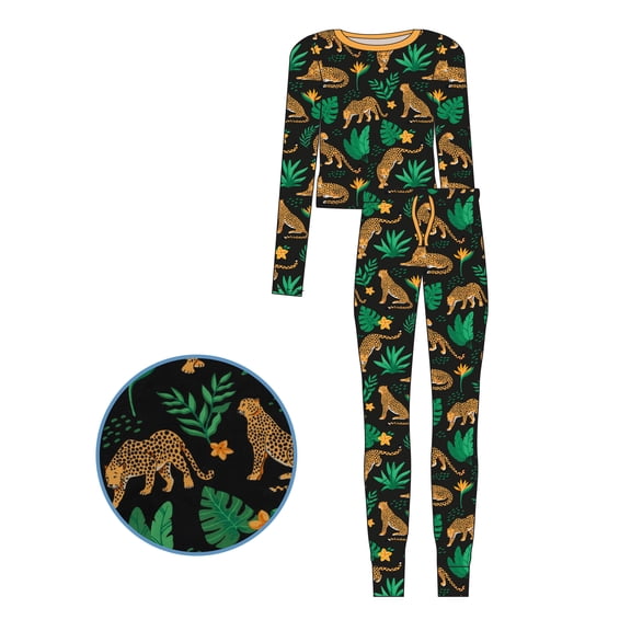 Leveret Womens Two Piece Bamboo Pajamas Leopard Medium