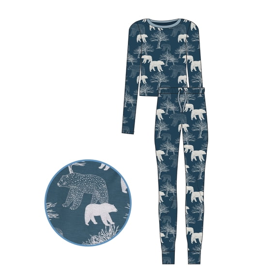 Leveret Womens Two Piece Bamboo Pajamas Polar Bear X-Large
