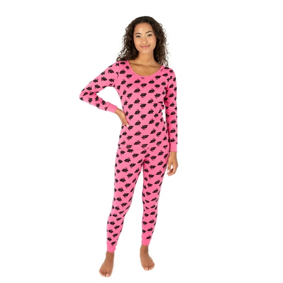 Leveret Womens Two Piece Cotton Pajamas Bunny Pink S
