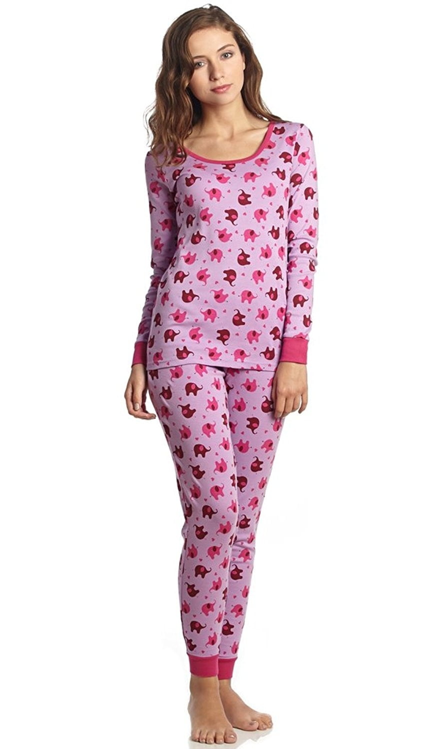 Leveret Womens Two Piece Cotton Pajamas Elephant XL