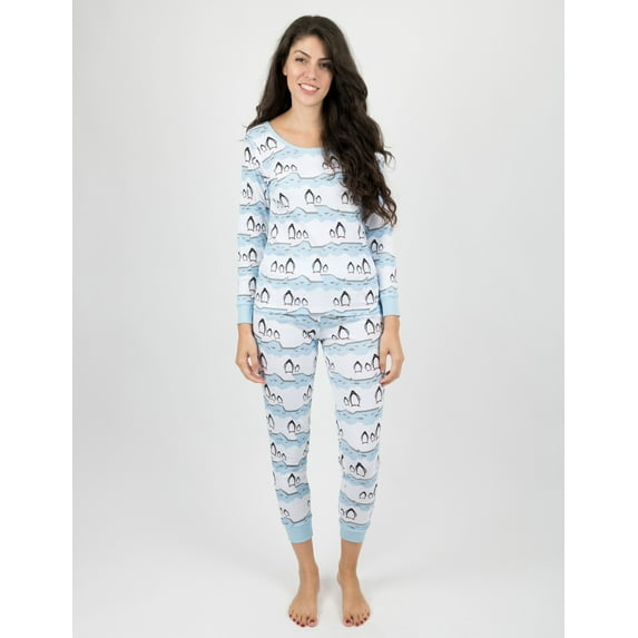 Leveret Womens Two Piece Cotton Pajamas Penguin XL