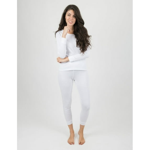 Leveret Womens Two Piece Cotton Pajamas Solid White S