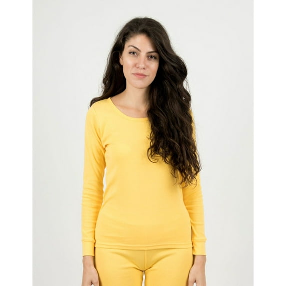 Leveret Womens Two Piece Cotton Pajamas Solid Yellow XL