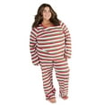 thumbnail image 1 of Leveret Womens Two Piece Cotton Pajamas Striped Red White & Green Plus Size 4XL, 1 of 1