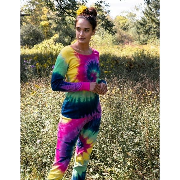 Leveret Womens Two Piece Cotton Pajamas Swirl Girl Tiedye L