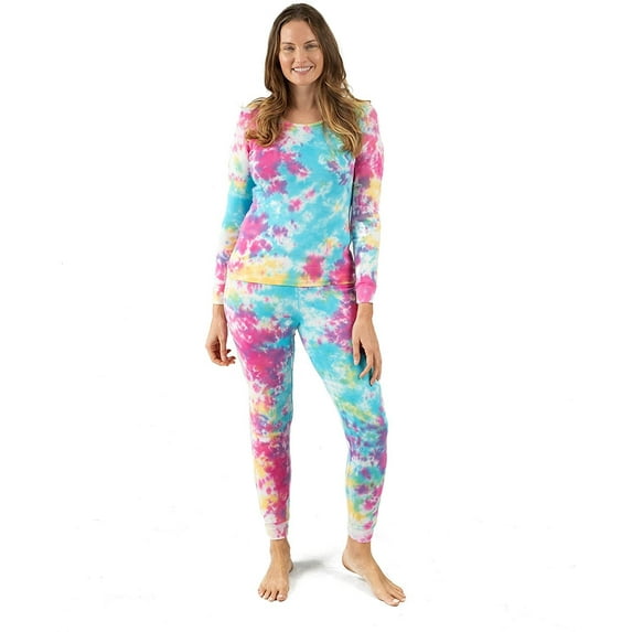 Leveret Womens Two Piece Cotton Pajamas Tie Dye Rainbow XS