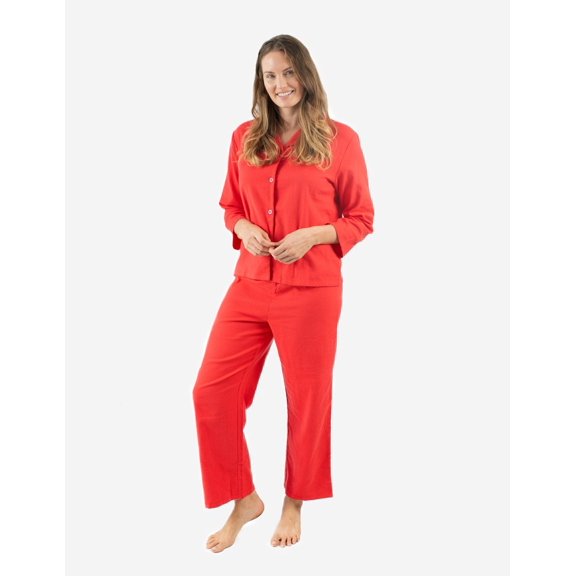 Leveret Womens Two Piece Flannel Pajamas Red XS