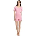 thumbnail image 1 of Leveret Womens Two Piece Short Cotton Pajamas Pink L, 1 of 2