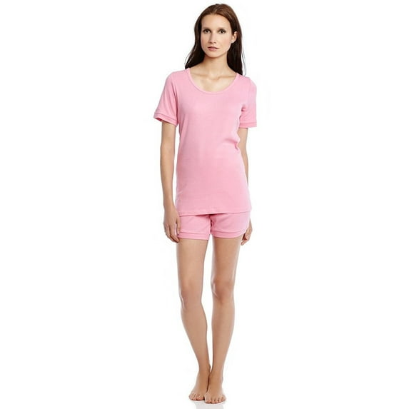 Leveret Womens Two Piece Short Cotton Pajamas Pink XS