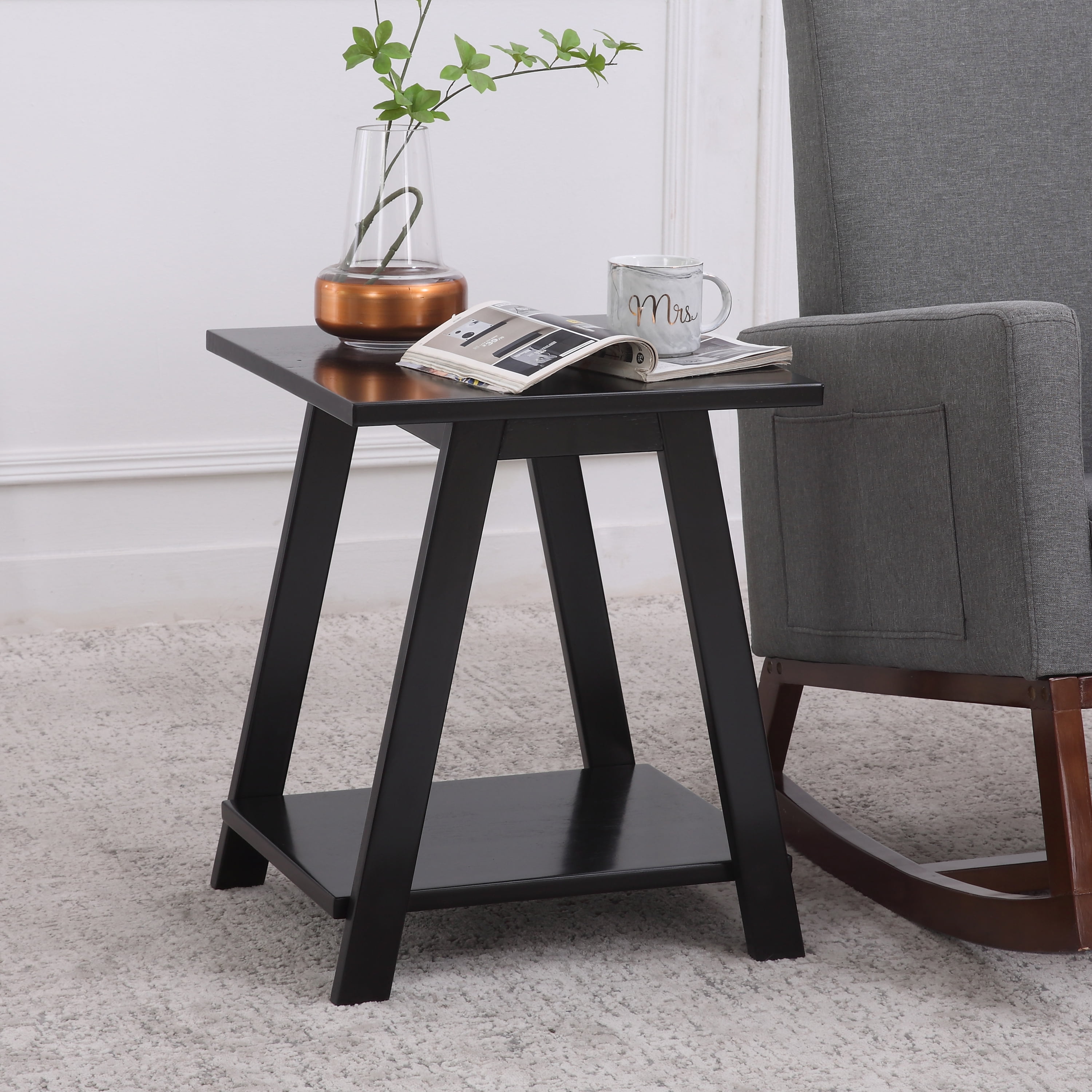 Levi A-Frame End Table, Black - Walmart.com