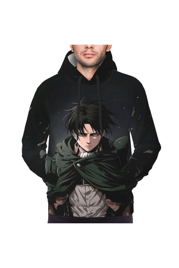 Levi Ackerman Hoodies For Men Hoodie Pullover Long Sleeve Hooded Sweatshirt With Pockets