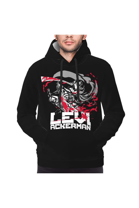 Levi Ackerman Hoodies For Men Hoodie Pullover Long Sleeve Hooded Sweatshirt With Pockets